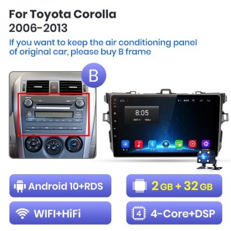 Radio Navegador Android para Toyota Corolla E140 E150 (2006-2013)