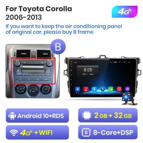 Radio Navegador Android para Toyota Corolla E140 E150 (2006-2013)