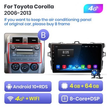 Radio Navegador Android para Toyota Corolla E140 E150 (2006-2013)