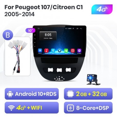 Radio Navegador Android para Toyota Aygo, Peugeot 107, Citroen C1 (2005-2014)