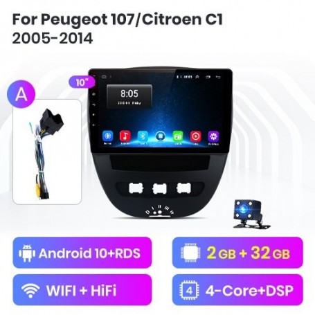 Radio Navegador Android para Toyota Aygo, Peugeot 107, Citroen C1 (2005-2014)