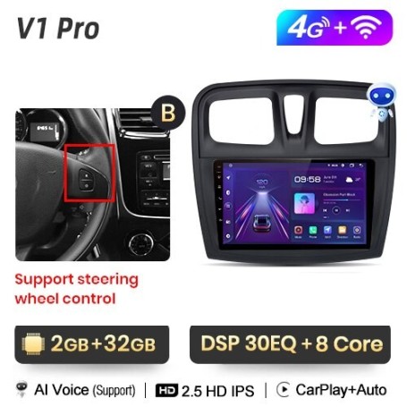 Radio Navegador Android para Renault Logan 2 (2012-2019) y Sandero (2014-2019)