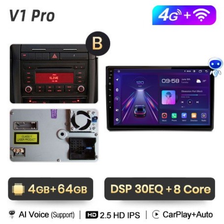 Radio Navegador Android Para Audi A4 B6 (2000-2009) / Seat Exeo (2010)