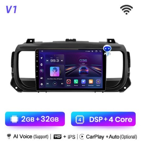 Radio Navegador Android para Citroen Jumpy 3, Peugeot Expert 3, Citroen SpaceTourer, Toyota Verso