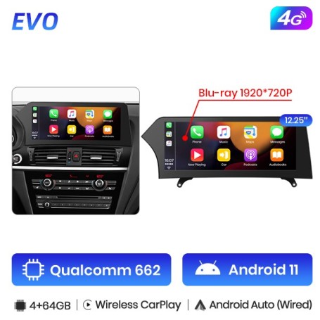 Radio Navegador Android para BMW X3 F25, X4 F26, EVO (2017)
