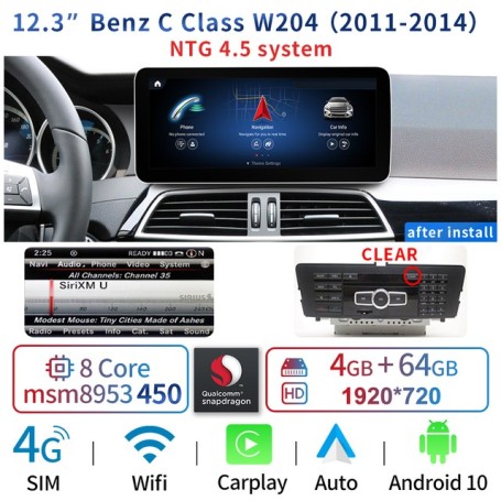 Radio Navegador Android para Mercedes Benz Clase C / GLC / V - W204, W205, X253, W446 (2007-2018) 12.3"
