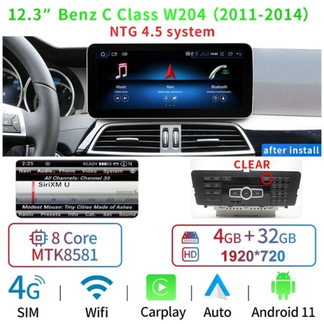 Radio Navegador Android para Mercedes Benz Clase C / GLC / V - W204, W205, X253, W446 (2007-2018) 12.3"