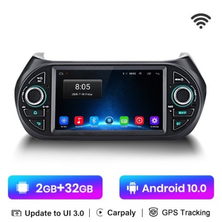 Radio Navegador Android para FIAT Fiorino Qubo, Citroen Nemo, Peugeot Bipper (2008-2017)