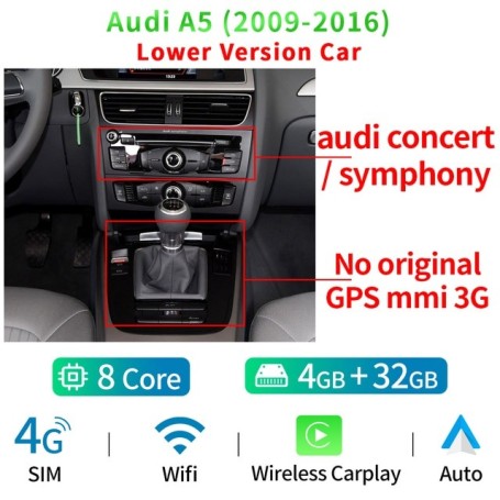 Radio Navegador Android para Audi A5 (2009-2016)