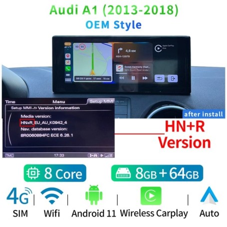 Radio Navegador Android para Audi A1 (2013-2018) y Audi Q2 (2019-2022)