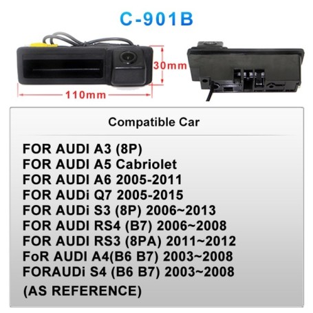 Cámara trasera impermeable para Audi / VW