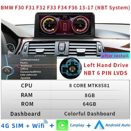 Radio Navegador Android para BMW F30, F31, F32, F33, F34, F36 (2012-2017)