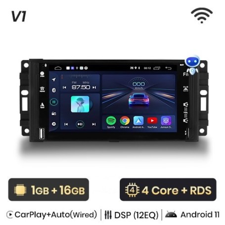 Radio Navegador Android para Jeep Wrangler, Dodge Grand Cherokee Chrysler 300C Patriot Commander Caliber Challenger