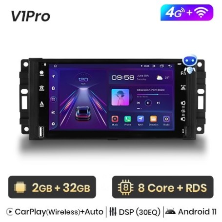 Radio Navegador Android para Jeep Wrangler, Dodge Grand Cherokee Chrysler 300C Patriot Commander Caliber Challenger