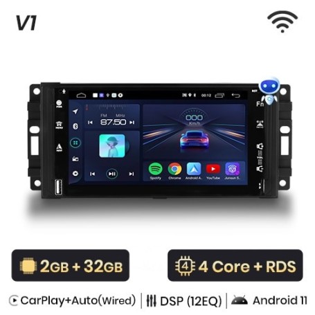 Radio Navegador Android para Jeep Wrangler, Dodge Grand Cherokee Chrysler 300C Patriot Commander Caliber Challenger