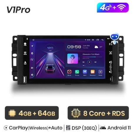 Radio Navegador Android para Jeep Wrangler, Dodge Grand Cherokee Chrysler 300C Patriot Commander Caliber Challenger