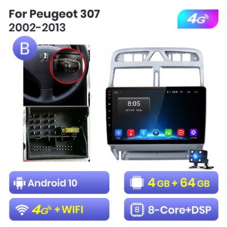 Radio Navegador Android para Peugeot 307 (2002-2013)