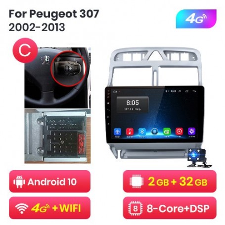 Radio Navegador Android para Peugeot 307 (2002-2013)
