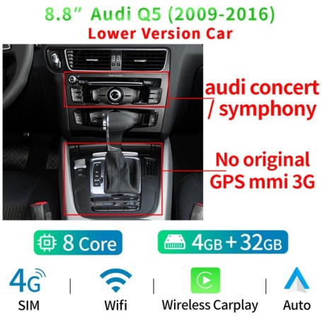 Radio Navegador Android para Audi Q5 (2009-2016)