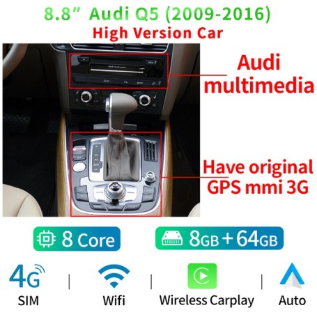 Radio Navegador Android para Audi Q5 (2009-2016)