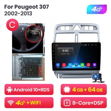 Radio Navegador Android para Peugeot 307 (2002-2013)