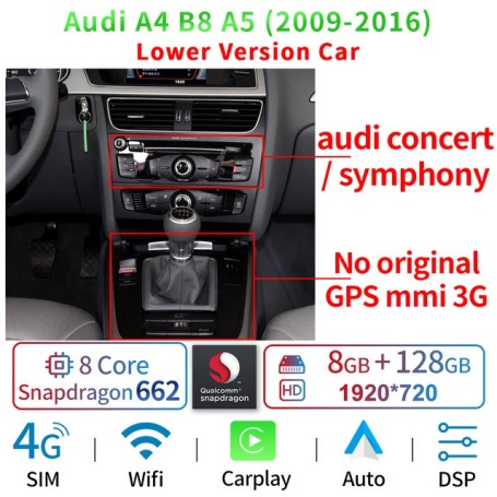 Equipo Multimedia para Audi A4, A5 (12,3 pulgadas)
