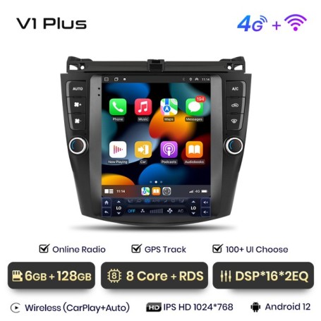 Radio Navegador Android para Honda Accord 7 estilo Tesla (2004 2007)