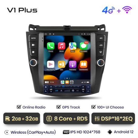 Radio Navegador Android para Honda Accord 7 estilo Tesla (2004 2007)