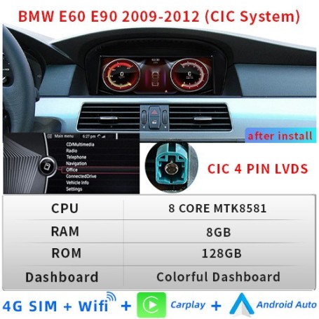 Radio Navegador Android para BMW E60, E61, E62, E90, E91, E92