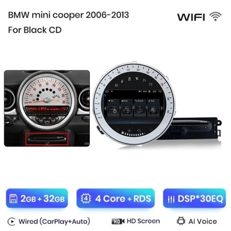 Radio Navegador Android para Mini Cooper R56 R60 2007 2010