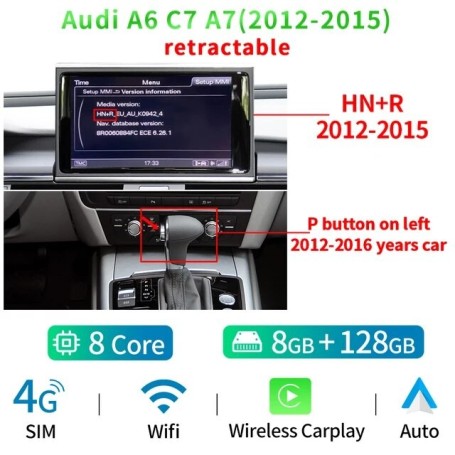 Radio Navegador Android para Audi A6 C7, A7 (2012-2018)