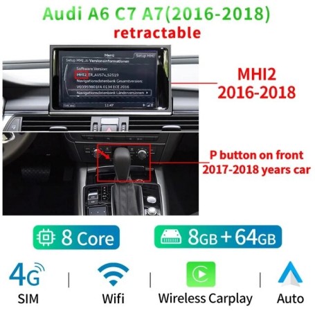 Radio Navegador Android para Audi A6 C7, A7 (2012-2018)
