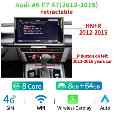 Radio Navegador Android para Audi A6 C7, A7 (2012-2018)