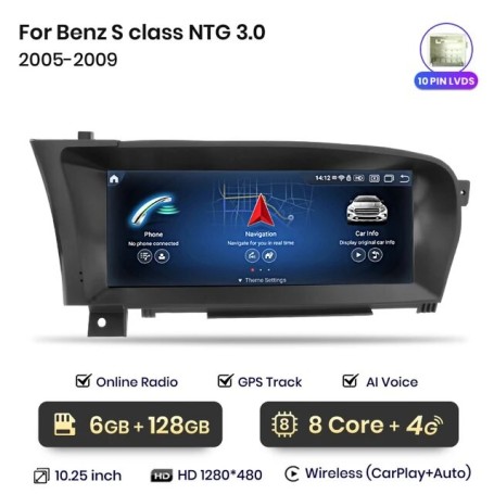 Radio Navegador Android para Mercedes Benz Clase S W221 y Clase CL W216 (2005-2014)