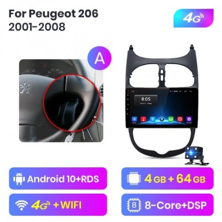 Radio Navegador Android para Peugeot 206 (2001-2008)