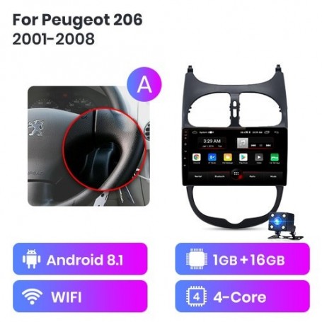 Radio Navegador Android para Peugeot 206 (2001-2008)