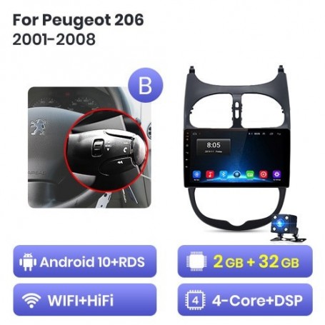 Radio Navegador Android para Peugeot 206 (2001-2008)