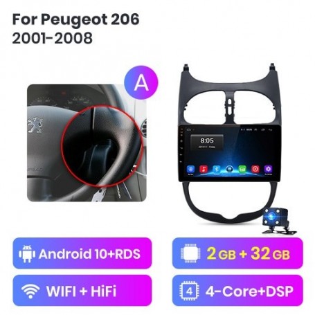 Radio Navegador Android para Peugeot 206 (2001-2008)