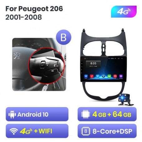 Radio Navegador Android para Peugeot 206 (2001-2008)