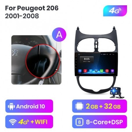 Radio Navegador Android para Peugeot 206 (2001-2008)