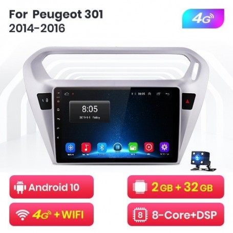 Radio Navegador Android para Peugeot 301 y Citroën Elysee (2013-2018)