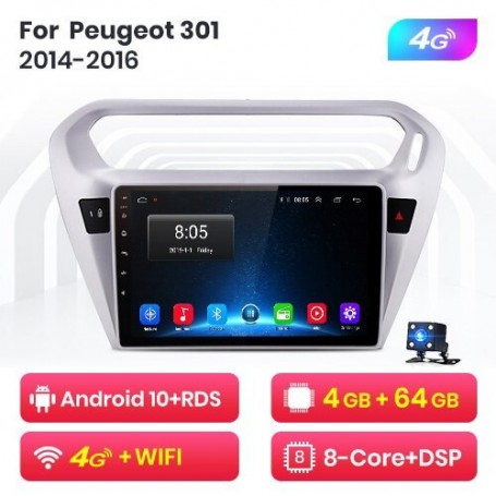 Radio Navegador Android para Peugeot 301 y Citroën Elysee (2013-2018)