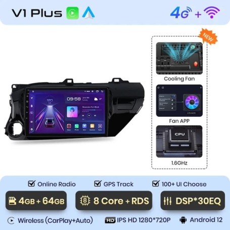 Radio Navegador Android para Toyota Hilux PickUp AN120 (2015 - 2020)