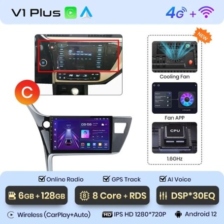 Radio Navegador Android para Toyota Corolla 11 Auris E180 (2017 - 2019)