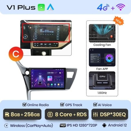 Radio Navegador Android para Toyota Corolla 11 Auris E180 (2017 - 2019)