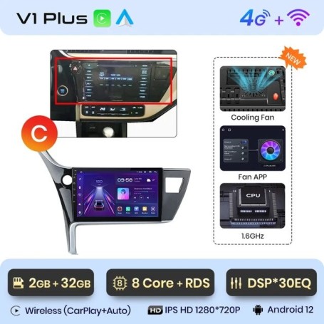 Radio Navegador Android para Toyota Corolla 11 Auris E180 (2017 - 2019)