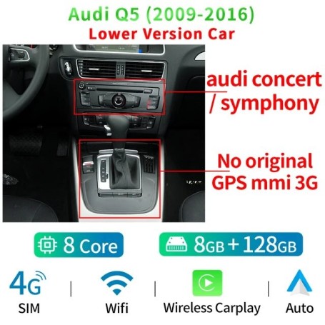 Radio Navegador Android para Audi Q5 (2009 - 2016)