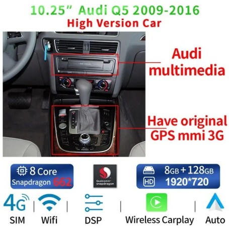 Radio Navegador Android para Audi Q5 (2009 - 2016)