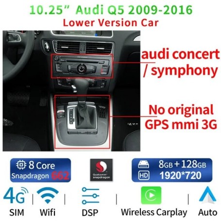 Radio Navegador Android para Audi Q5 (2009 - 2016)